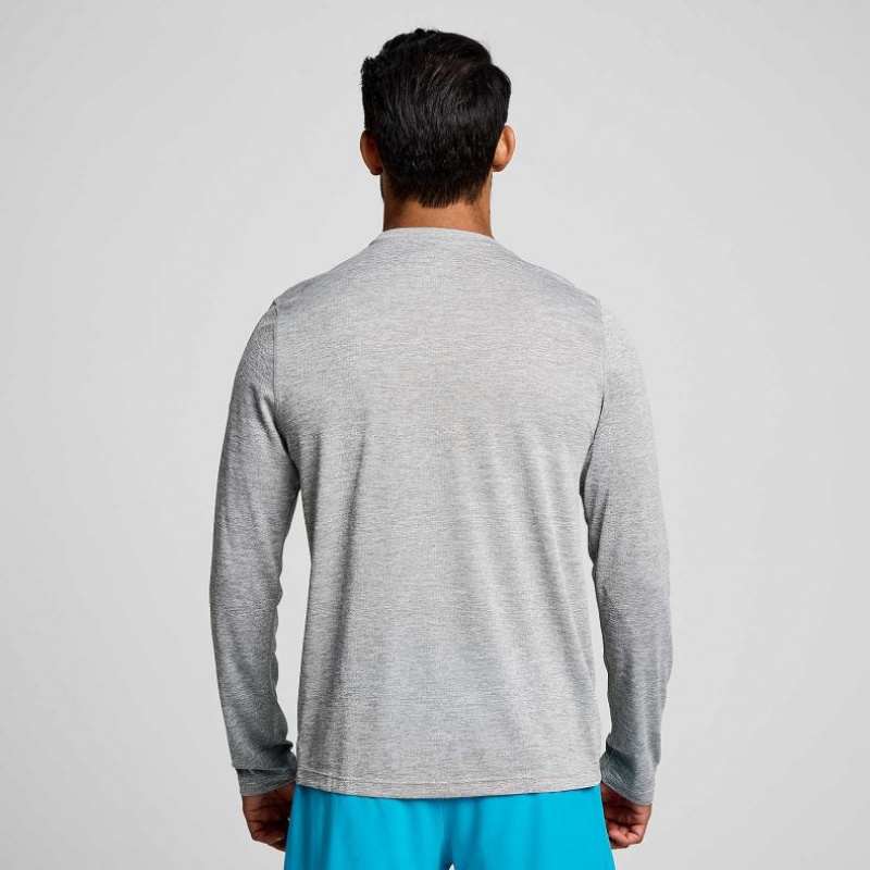 Light Grey Saucony Stopwatch Graphic Long Sleeve Men's T-Shirt | PHILIPPINES-YBH