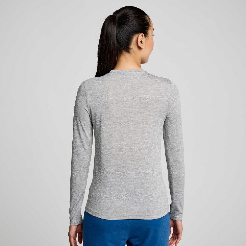 Light Grey Saucony Stopwatch Graphic Long Sleeve Women's T-Shirt | PHILIPPINES-DKA