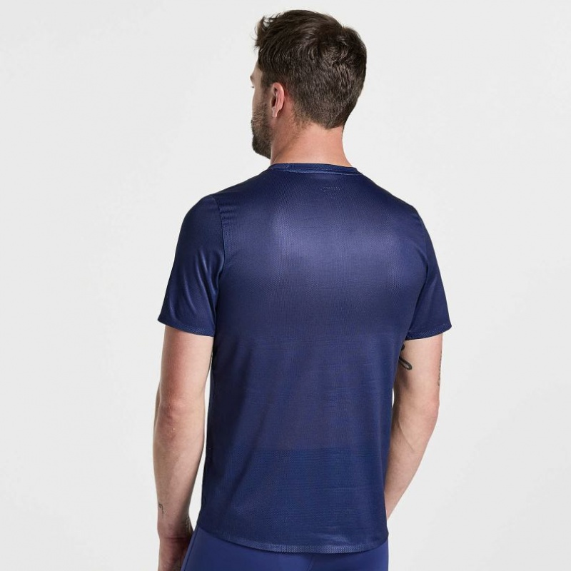 Navy Saucony Elite Short Sleeve Men's T-Shirt | PHILIPPINES-WHL