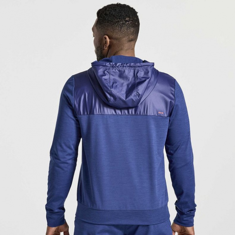 Navy Saucony Solstice Zip Men's Hoodie | PHILIPPINES-AQR