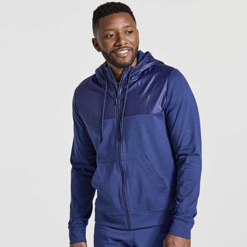 Navy Saucony Solstice Zip Men\'s Hoodie | PHILIPPINES-AQR