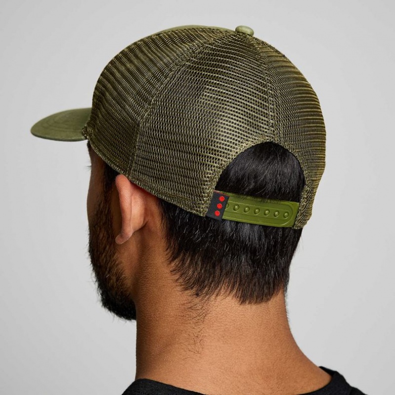 Olive Saucony Adjustable Snap Back Men's Trucker Hats | PHILIPPINES-DKF