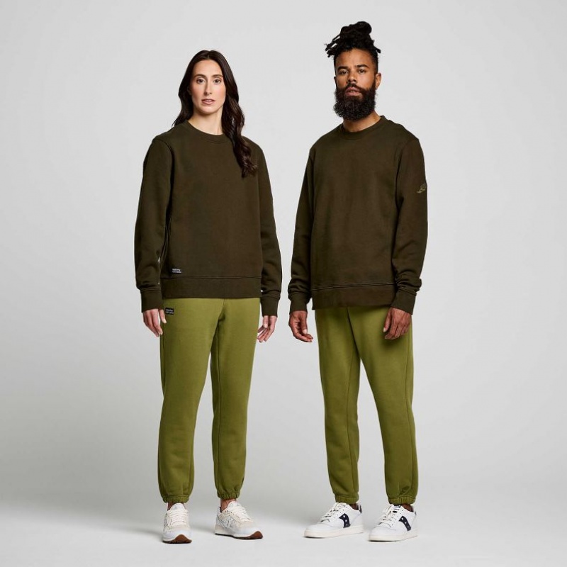 Olive Saucony Recovery Crew Men's Sweatshirt | PHILIPPINES-NHO