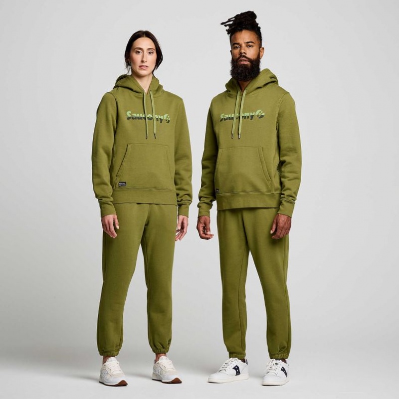 Olive Saucony Recovery Men's Hoodie | PHILIPPINES-YLJ