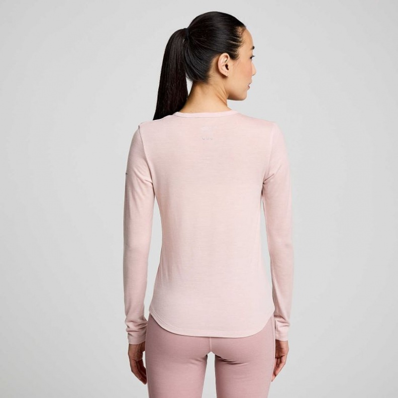 Pink Saucony Peregrine Merino Long Sleeve Women's T-Shirt | PHILIPPINES-NLJ