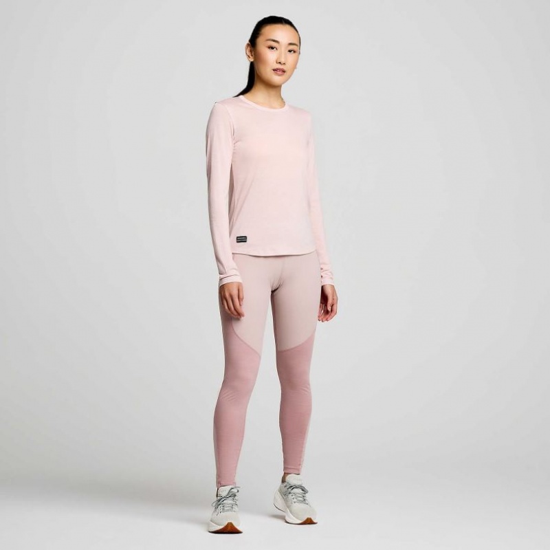 Pink Saucony Peregrine Merino Long Sleeve Women's T-Shirt | PHILIPPINES-NLJ