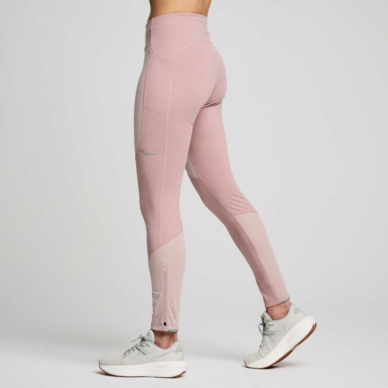 Pink Saucony Runshield Women's Tight | PHILIPPINES-ODQ