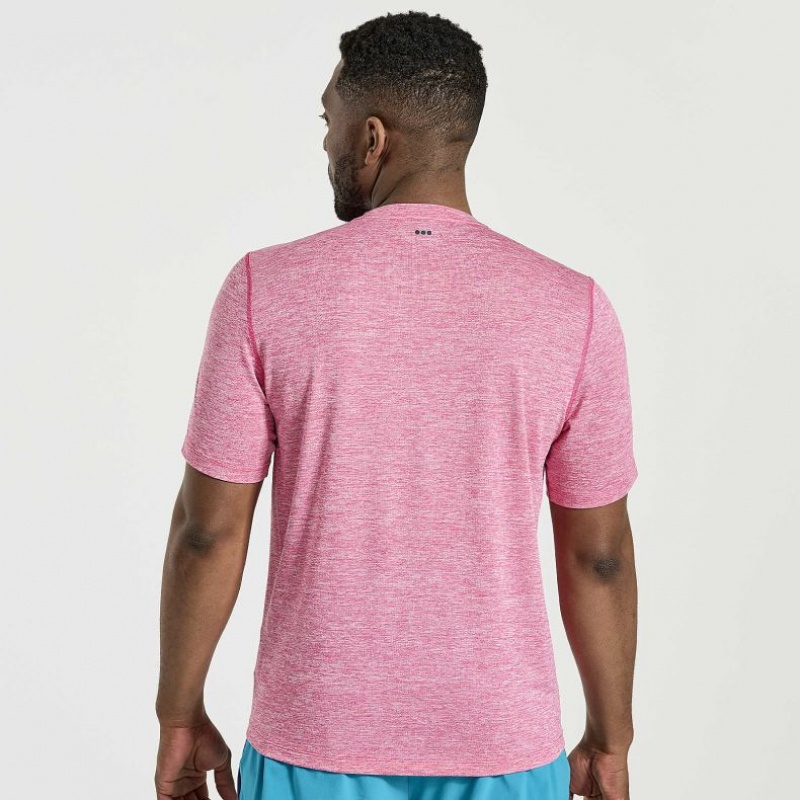 Pink Saucony Stopwatch Short Sleeve Men's T-Shirt | PHILIPPINES-QTU