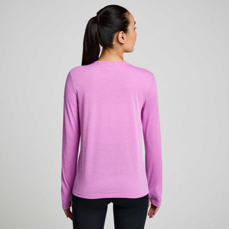 Purple Saucony Stopwatch Graphic Long Sleeve Women's T-Shirt | PHILIPPINES-HDW