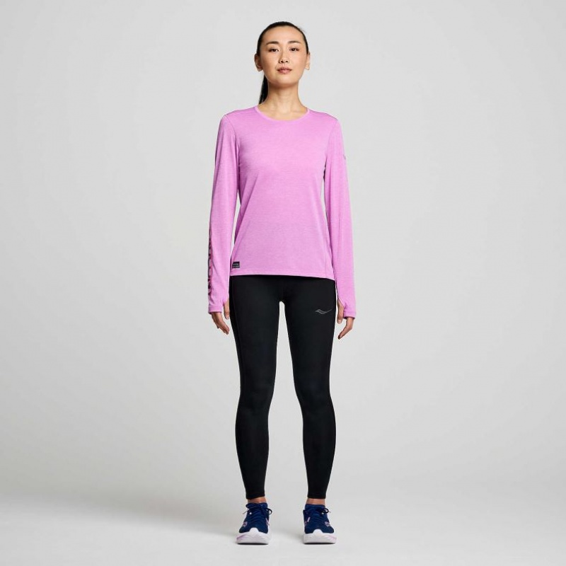 Purple Saucony Stopwatch Graphic Long Sleeve Women's T-Shirt | PHILIPPINES-HDW