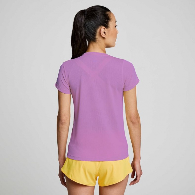 Purple Saucony Stopwatch Short Sleeve Women's T-Shirt | PHILIPPINES-PTH