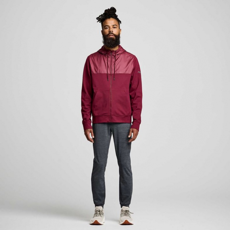 Red Saucony Solstice Zip Men's Hoodie | PHILIPPINES-HTS