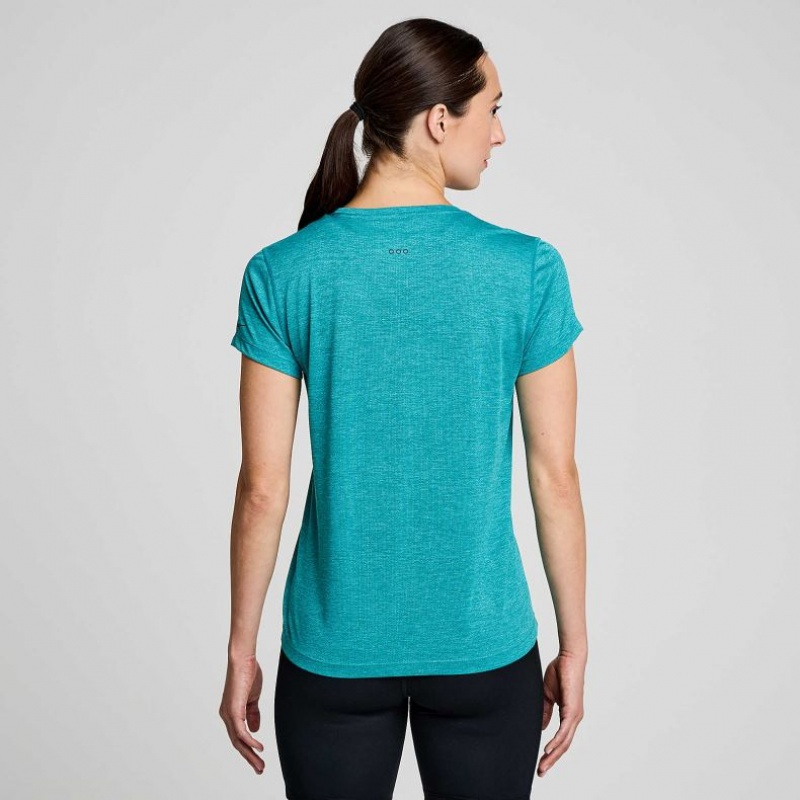 Turquoise Saucony Stopwatch Short Sleeve Women's T-Shirt | PHILIPPINES-IOU