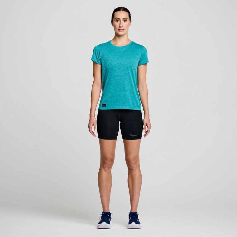 Turquoise Saucony Stopwatch Short Sleeve Women's T-Shirt | PHILIPPINES-IOU