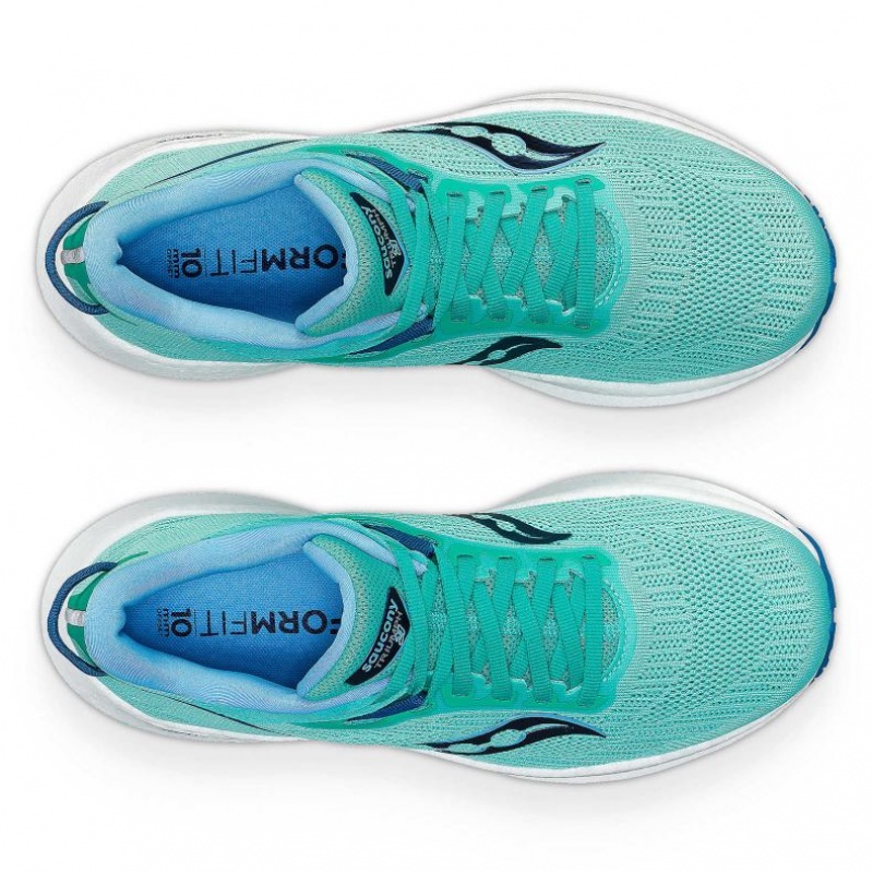 Turquoise Saucony Triumph 21 Women's Running Shoes | PHILIPPINES-BOZ