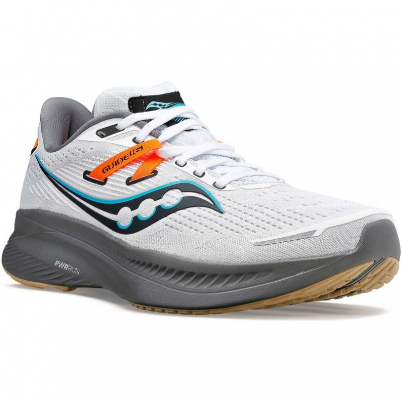 White Saucony Guide 16 Men's Running Shoes | PHILIPPINES-TIJ