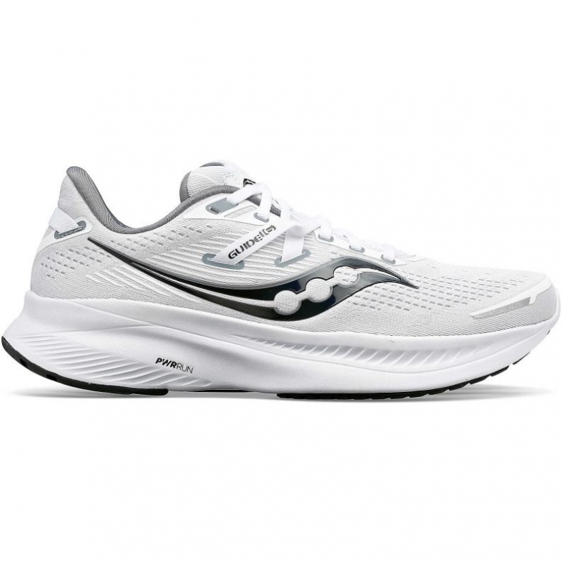 White Saucony Guide 16 Men\'s Running Shoes | PHILIPPINES-KNU