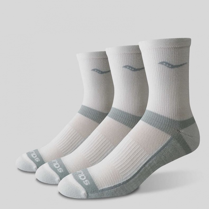 White Saucony Inferno Cushion Mid 3-Pack Men's Socks | PHILIPPINES-ZAF