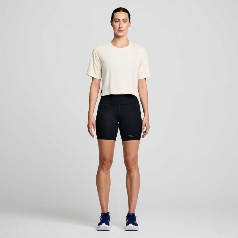 White Saucony Recovery Boxy Women's T-Shirt | PHILIPPINES-UFS