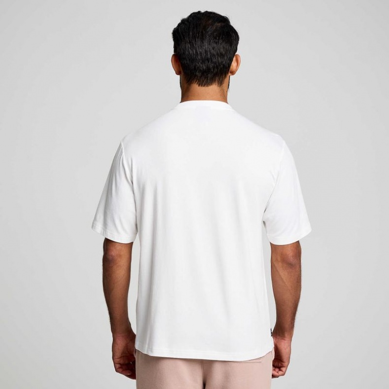 White Saucony Recovery Short Sleeve Men's T-Shirt | PHILIPPINES-LTH