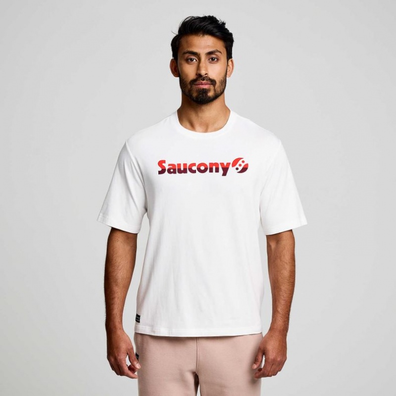 White Saucony Recovery Short Sleeve Men\'s T-Shirt | PHILIPPINES-LTH