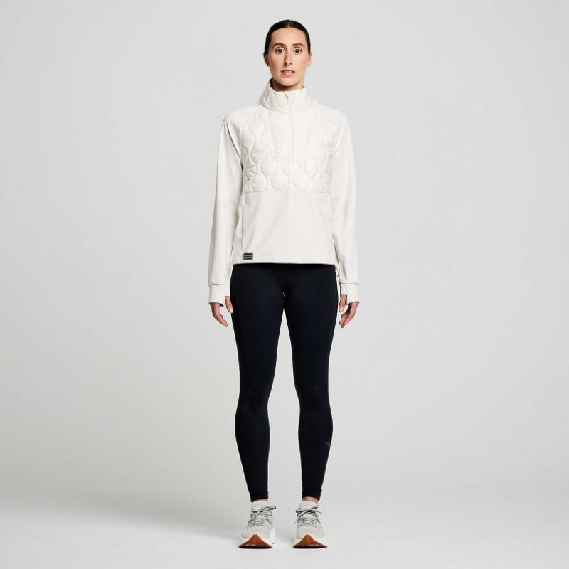 White Saucony Solstice Oysterpuff 1/2 Zip Women's Sweatshirt | PHILIPPINES-XZG