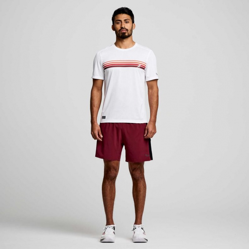 White Saucony Stopwatch Graphic Short Sleeve Men's T-Shirt | PHILIPPINES-UFL