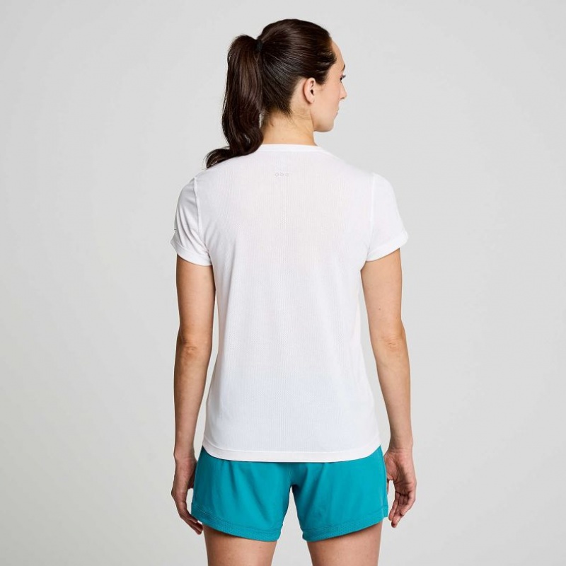 White Saucony Stopwatch Graphic Short Sleeve Women's T-Shirt | PHILIPPINES-SWG