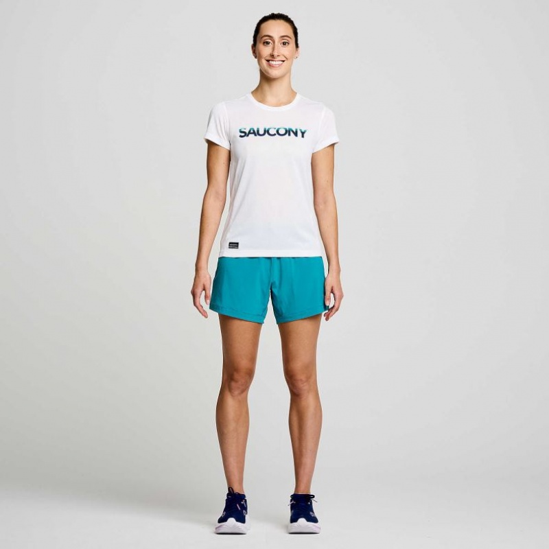 White Saucony Stopwatch Graphic Short Sleeve Women's T-Shirt | PHILIPPINES-SWG