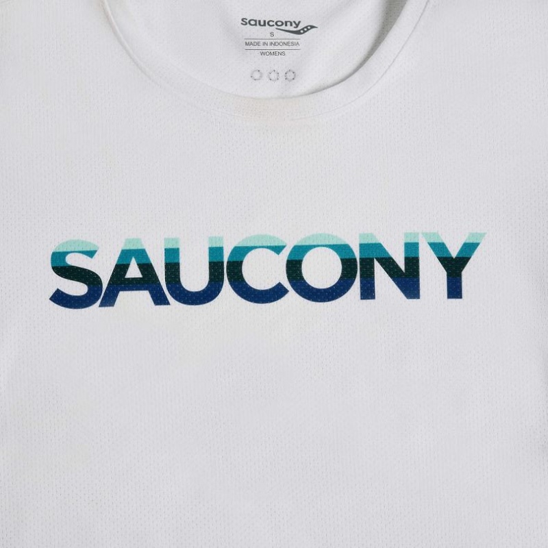 White Saucony Stopwatch Graphic Short Sleeve Women's T-Shirt | PHILIPPINES-SWG