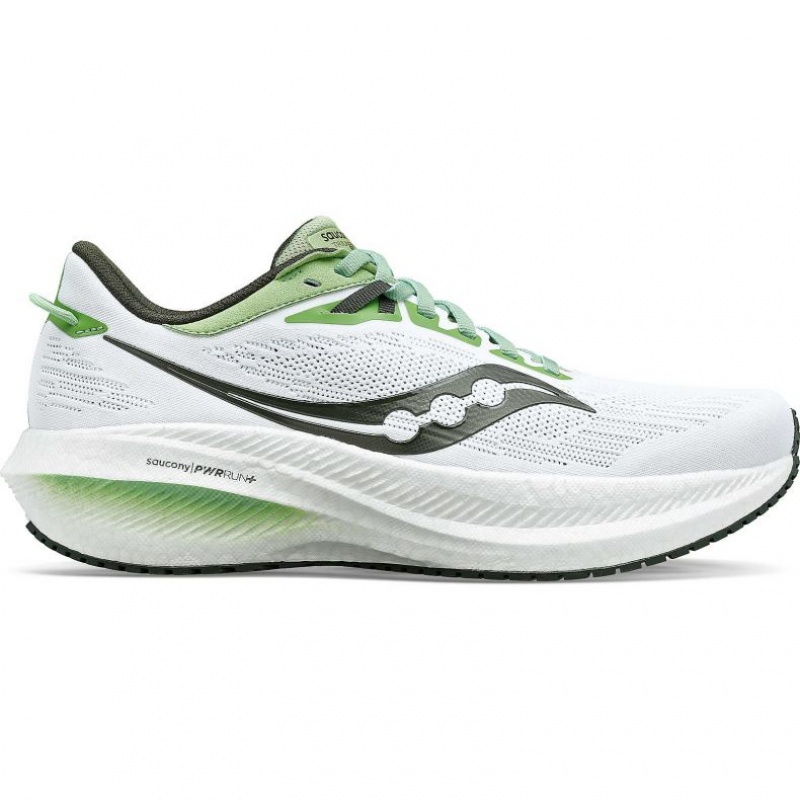 White Saucony Triumph 21 Men\'s Running Shoes | PHILIPPINES-LIB