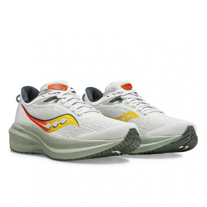 White Saucony Triumph 21 Men's Running Shoes | PHILIPPINES-DQZ