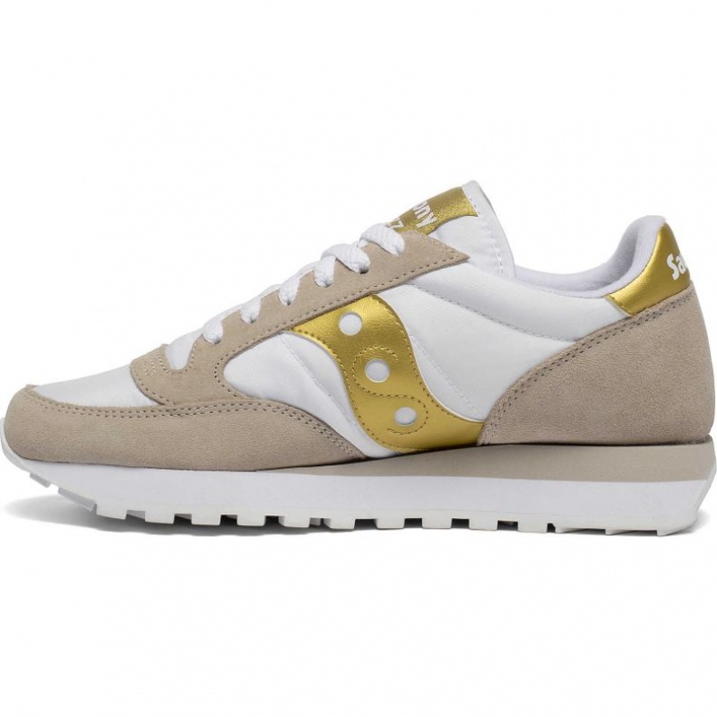 White / Beige / Gold Saucony Jazz Original Women's Sneakers | PHILIPPINES-KHO