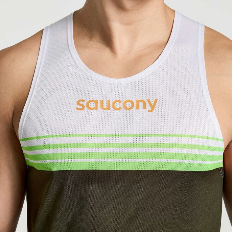 White / Black Saucony Elite Men's Singlet | PHILIPPINES-XRC