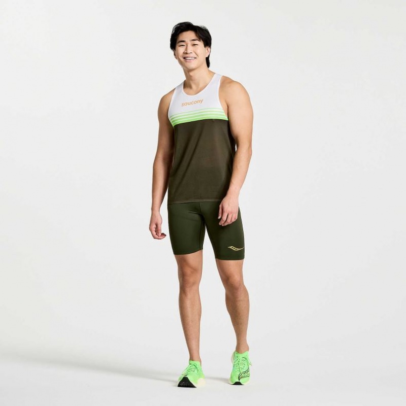 White / Black Saucony Elite Men's Singlet | PHILIPPINES-XRC