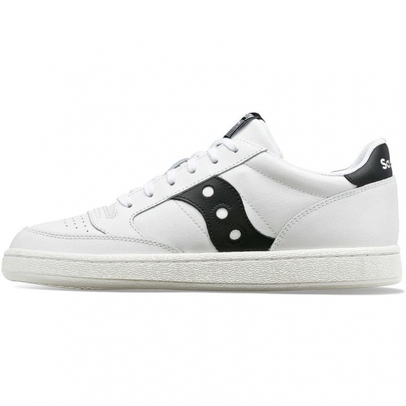 White / Black Saucony Jazz Court PU Men's Sneakers | PHILIPPINES-XUW