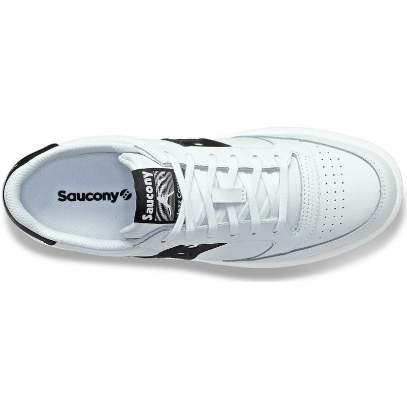 White / Black Saucony Jazz Court PU Men's Sneakers | PHILIPPINES-XUW