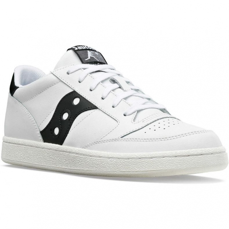 White / Black Saucony Jazz Court PU Men's Sneakers | PHILIPPINES-XUW