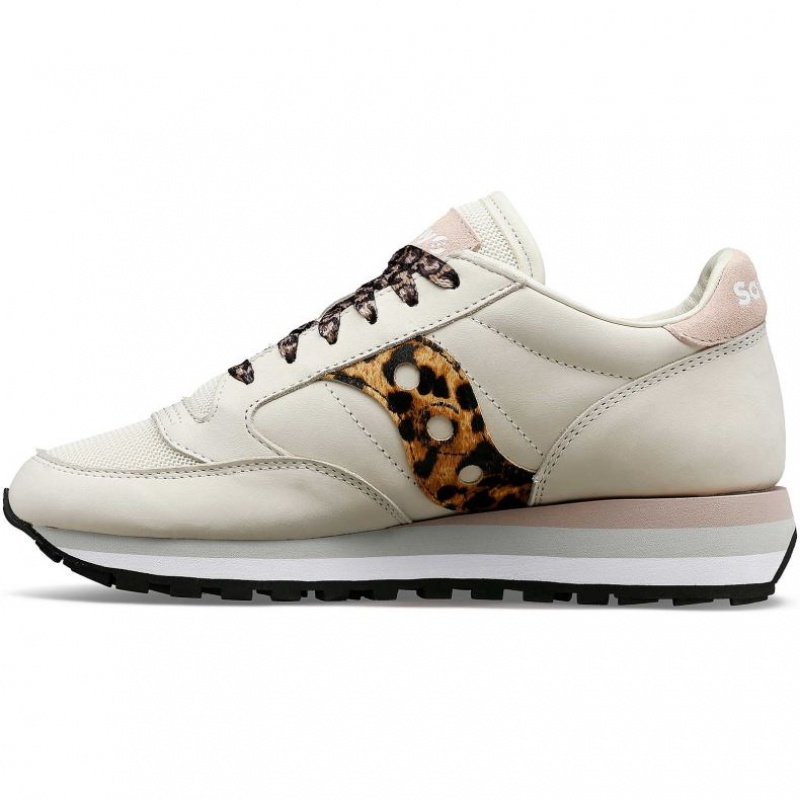 White / Leopard Saucony Jazz Triple Women's Sneakers | PHILIPPINES-WML