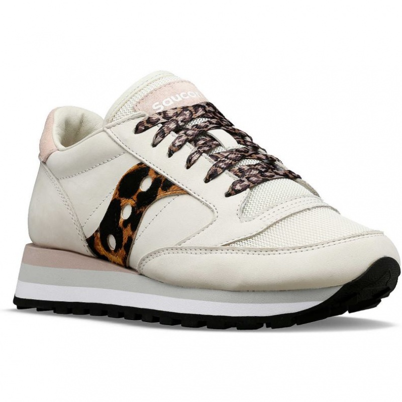 White / Leopard Saucony Jazz Triple Women's Sneakers | PHILIPPINES-WML