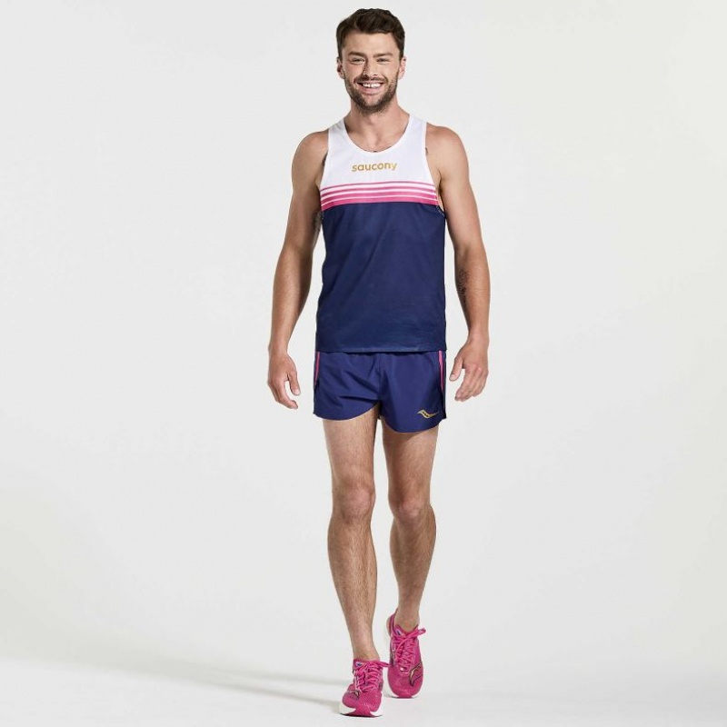 White / Navy Saucony Elite Men's Singlet | PHILIPPINES-TOV