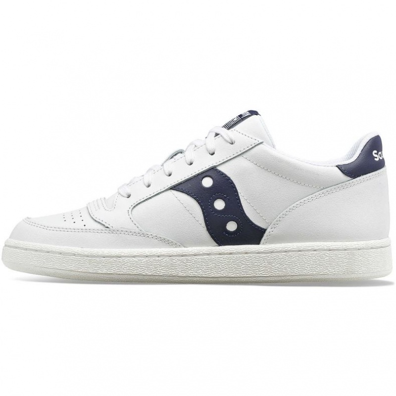 White / Navy Saucony Jazz Court PU Men's Sneakers | PHILIPPINES-GVZ