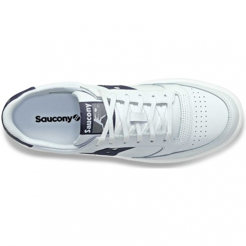 White / Navy Saucony Jazz Court PU Men's Sneakers | PHILIPPINES-GVZ