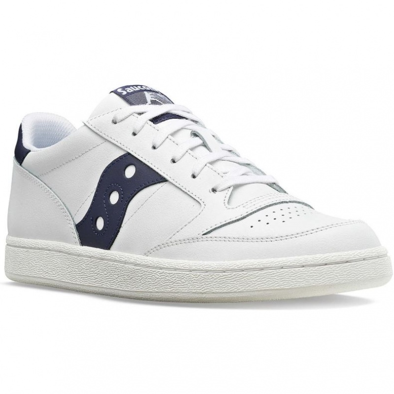 White / Navy Saucony Jazz Court PU Men's Sneakers | PHILIPPINES-GVZ