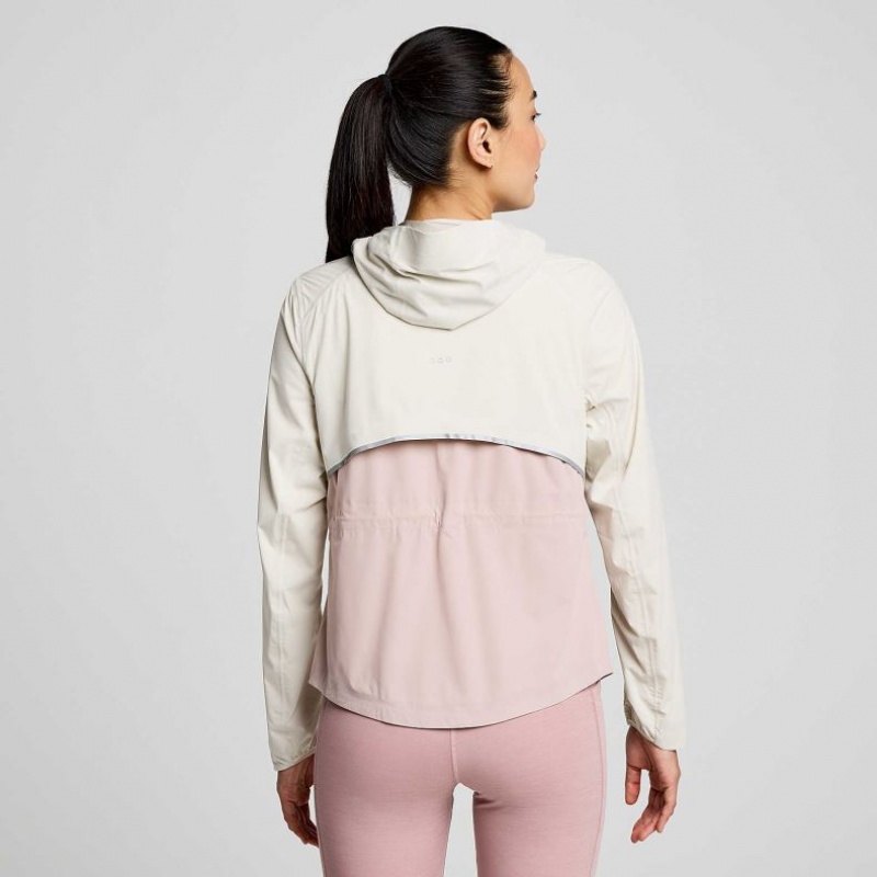 White / Pink Saucony Runshield Women's Jacket | PHILIPPINES-VLP