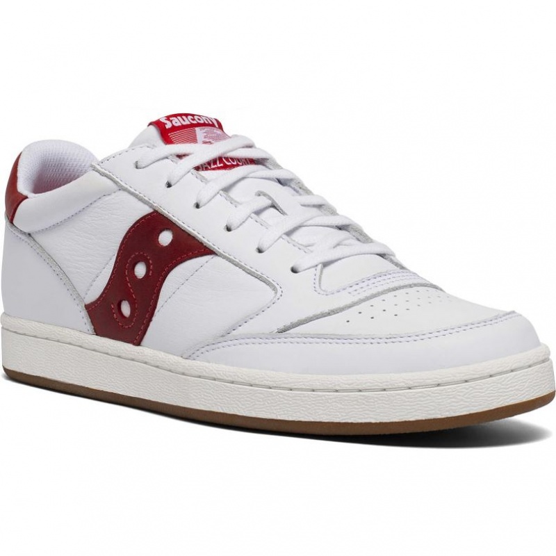 White / Red Saucony Jazz Court Men's Sneakers | PHILIPPINES-DNY