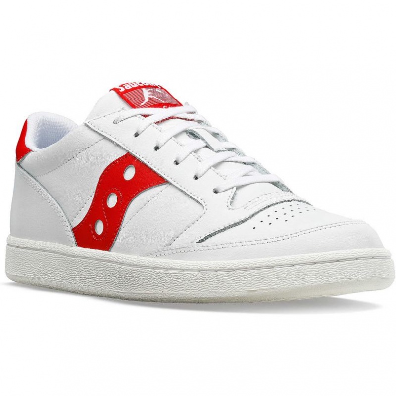 White / Red Saucony Jazz Court PU Men's Sneakers | PHILIPPINES-BWN