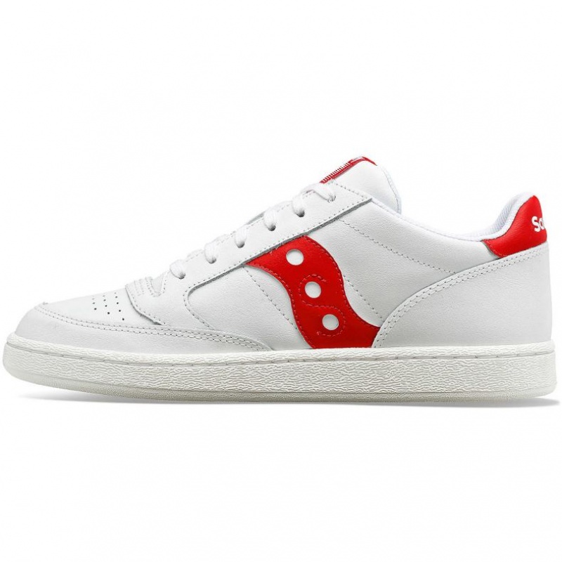 White / Red Saucony Jazz Court PU Women's Sneakers | PHILIPPINES-KVQ