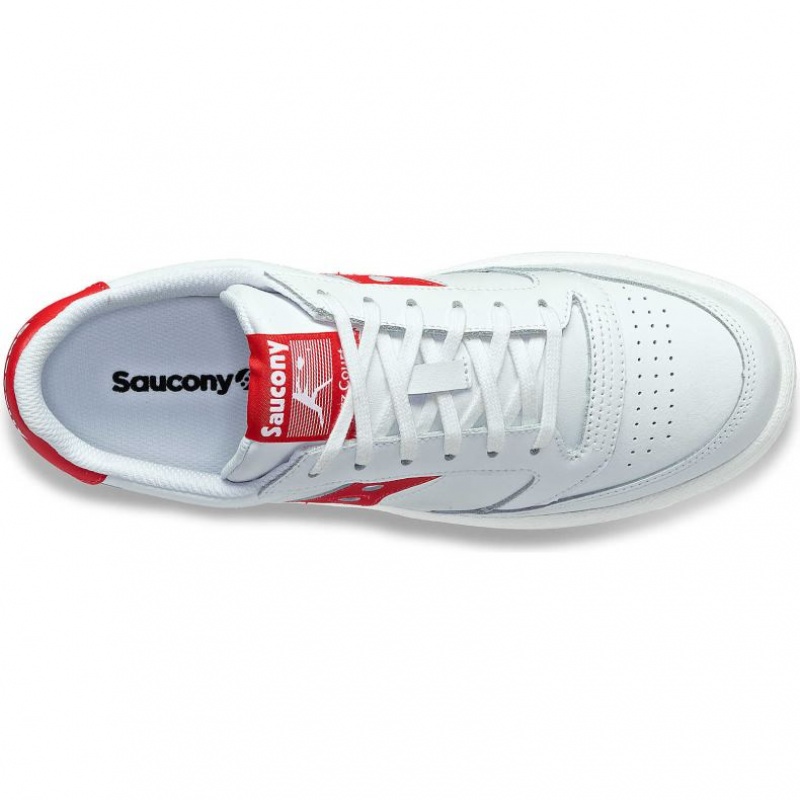 White / Red Saucony Jazz Court PU Women's Sneakers | PHILIPPINES-KVQ