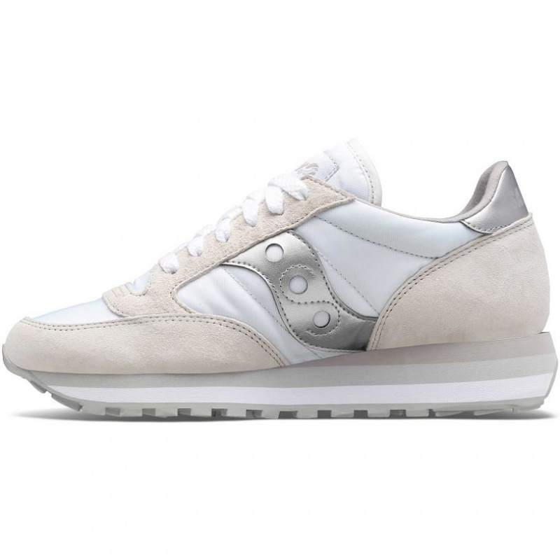 White / Silver Saucony Jazz Triple Women's Sneakers | PHILIPPINES-AOT